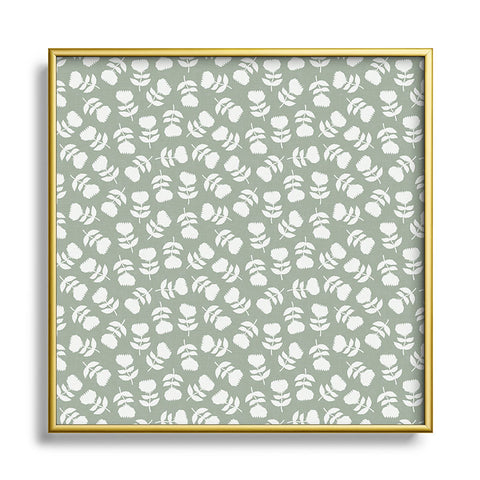 Little Arrow Design Co vintage floral sage Metal Square Framed Art Print