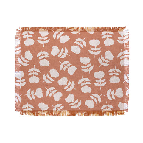 Little Arrow Design Co vintage floral terracotta Throw Blanket