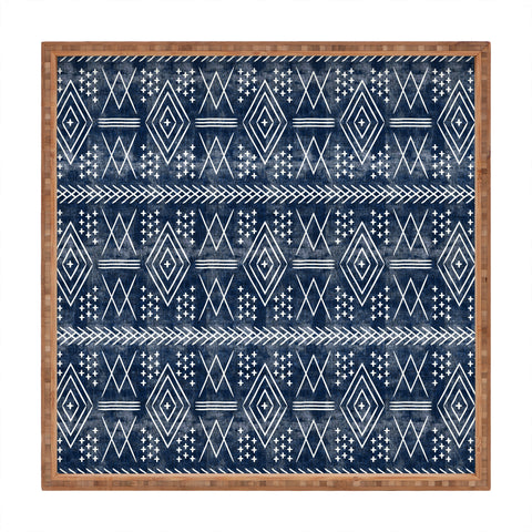 Little Arrow Design Co vintage moroccan on blue Square Tray