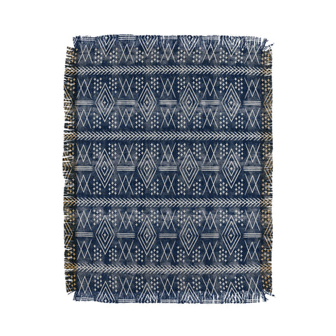 Little Arrow Design Co vintage moroccan on blue Throw Blanket