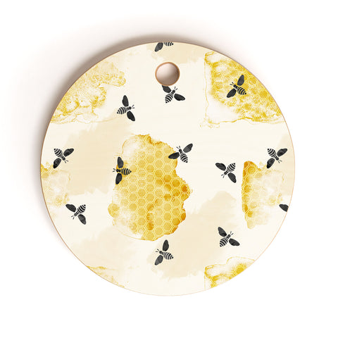 Little Arrow Design Co watercolor bees Cutting Board Round