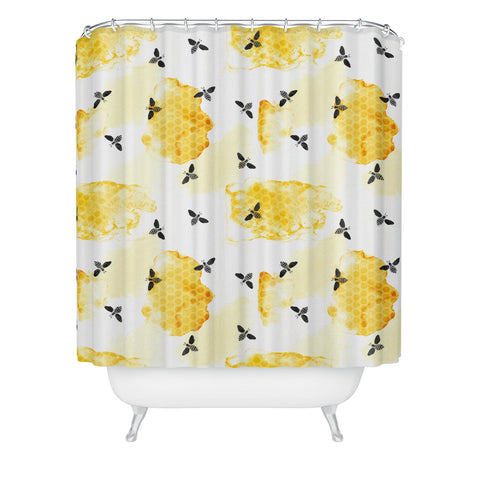 Little Arrow Design Co watercolor bees Shower Curtain