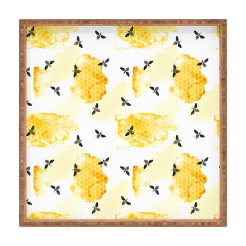 Little Arrow Design Co watercolor bees Square Tray