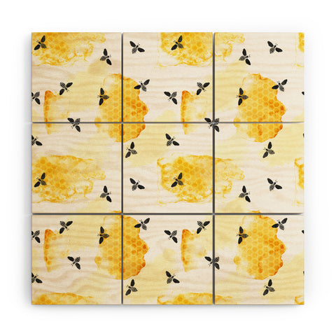Little Arrow Design Co watercolor bees Wood Wall Mural