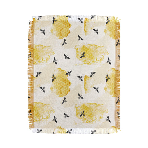 Little Arrow Design Co watercolor bees Throw Blanket
