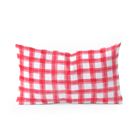 Little Arrow Design Co watercolor buffalo check in red Oblong Throw Pillow