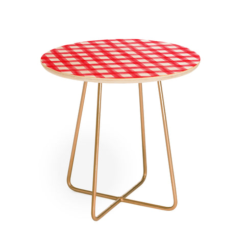 Little Arrow Design Co watercolor buffalo check in red Round Side Table