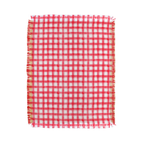 Little Arrow Design Co watercolor buffalo check in red Throw Blanket