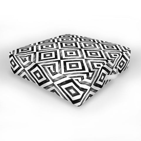 Little Arrow Design Co watercolor diamonds in black Outdoor Floor Cushion