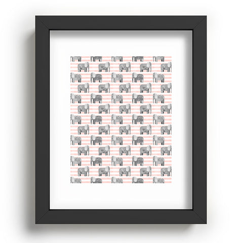 Little Arrow Design Co watercolor elephants on stripes Recessed Framing Rectangle