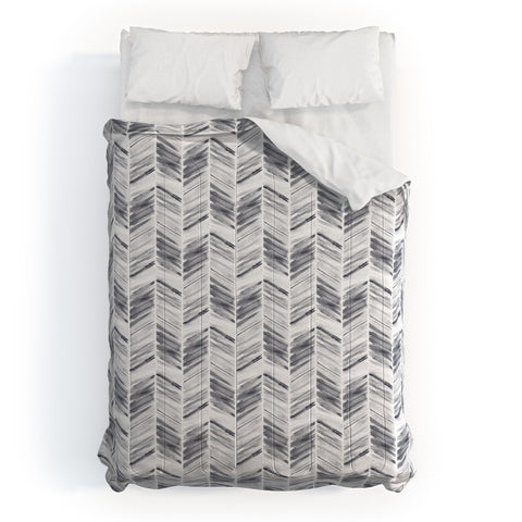 Little Arrow Design Co watercolor feather in grey Comforter