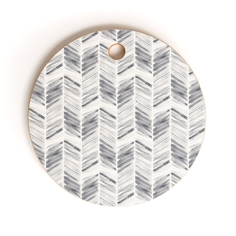 Little Arrow Design Co watercolor feather in grey Cutting Board Round