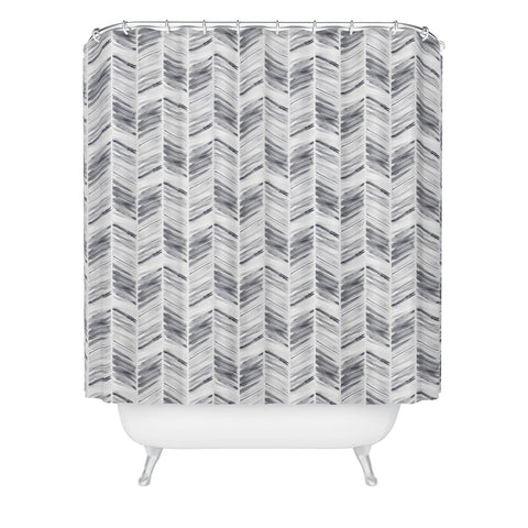 Little Arrow Design Co watercolor feather in grey Shower Curtain