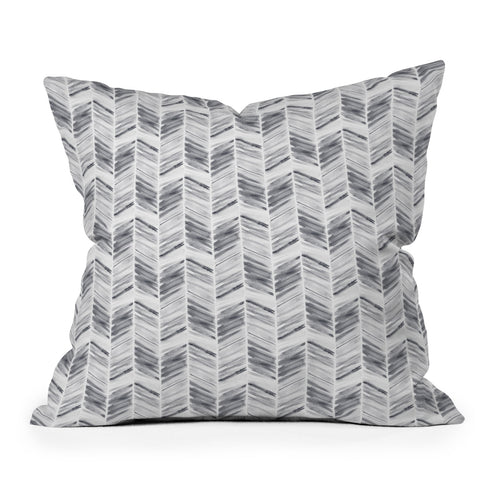 Little Arrow Design Co watercolor feather in grey Throw Pillow