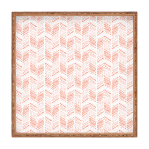 Little Arrow Design Co watercolor feather in pink Square Tray