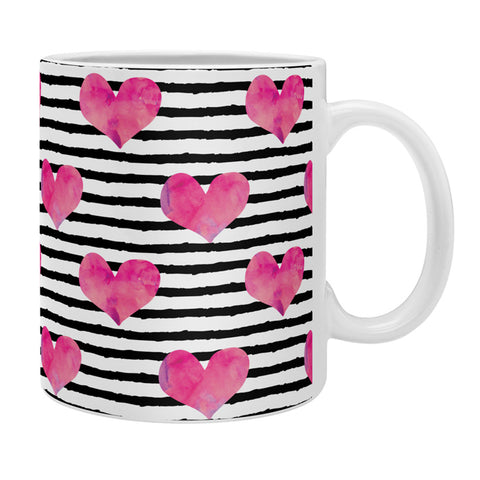 Little Arrow Design Co watercolor hearts on stripes Coffee Mug