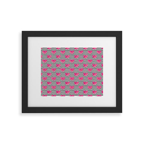 Little Arrow Design Co watercolor hearts on stripes Framed Art Print