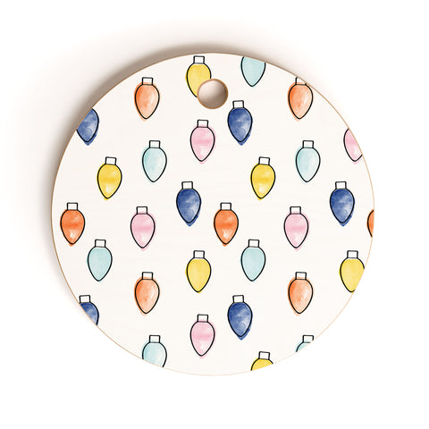 Little Arrow Design Co watercolor holiday lights Cutting Board Round
