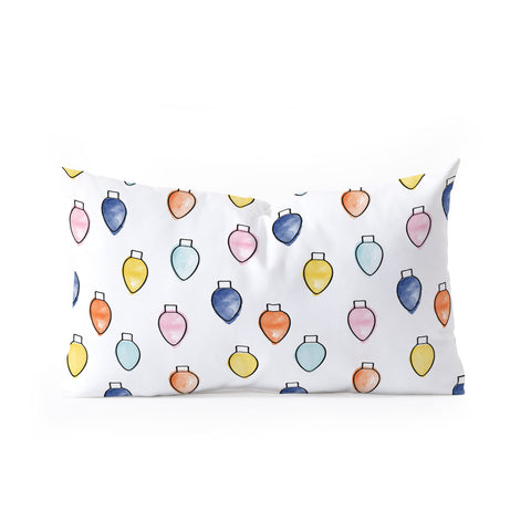 Little Arrow Design Co watercolor holiday lights Oblong Throw Pillow