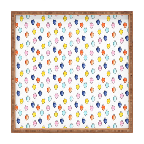 Little Arrow Design Co watercolor holiday lights Square Tray