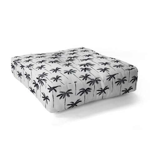 Little Arrow Design Co watercolor palm tree in black Floor Pillow Square