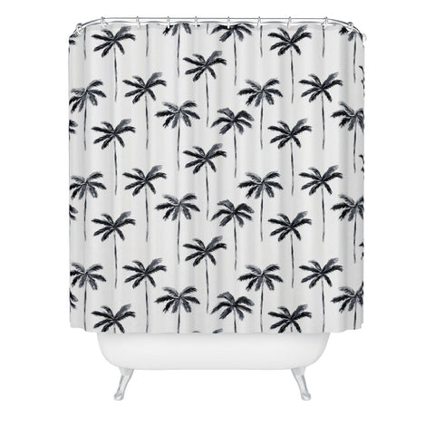 Little Arrow Design Co watercolor palm tree in black Shower Curtain
