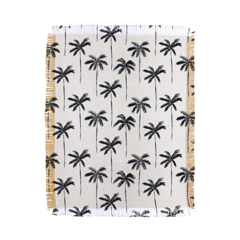 Little Arrow Design Co watercolor palm tree in black Throw Blanket