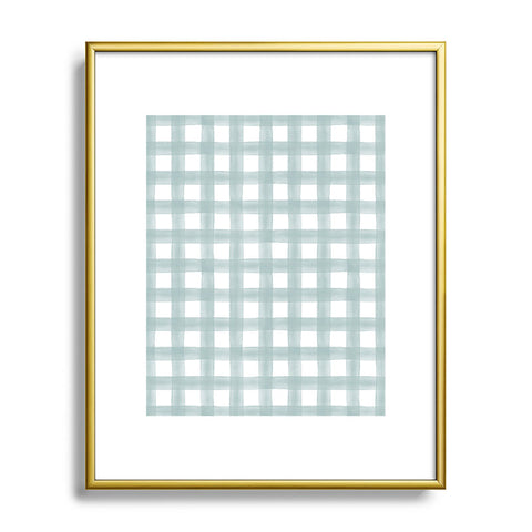 Little Arrow Design Co watercolor plaid dusty blue Metal Framed Art Print
