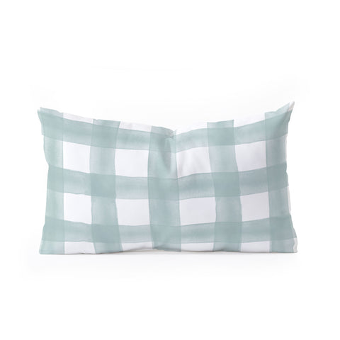 Little Arrow Design Co watercolor plaid dusty blue Oblong Throw Pillow