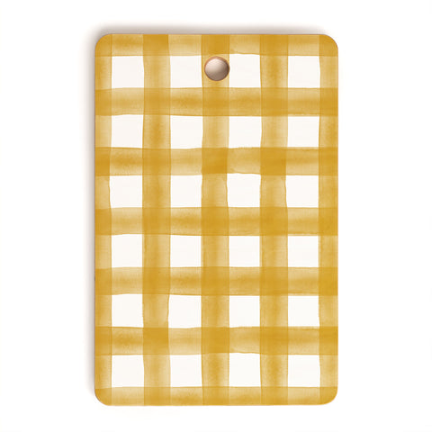 Little Arrow Design Co watercolor plaid gold Cutting Board Rectangle