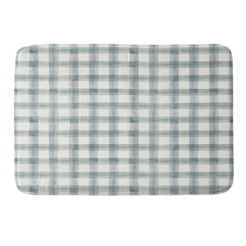 Little Arrow Design Co watercolor plaid muted blue Memory Foam Bath Mat