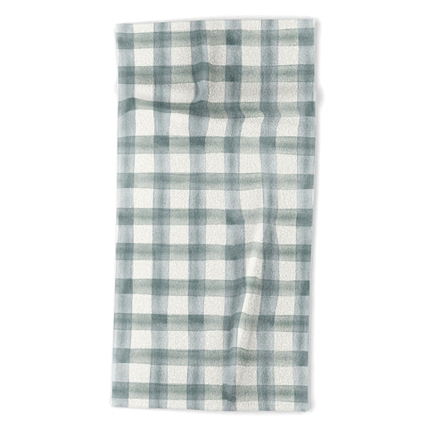 Little Arrow Design Co watercolor plaid muted blue Beach Towel