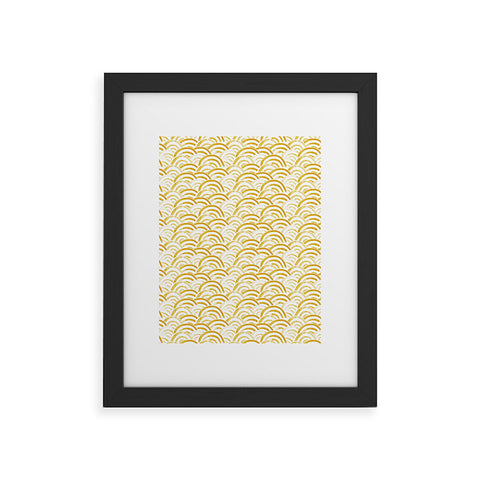 Little Arrow Design Co watercolor rainbows gold Framed Art Print