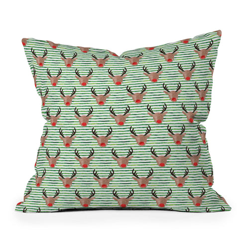 Little Arrow Design Co watercolor rudolf Throw Pillow