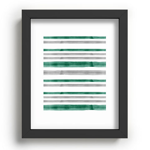 Little Arrow Design Co Watercolor Stripes Grey Green Recessed Framing Rectangle