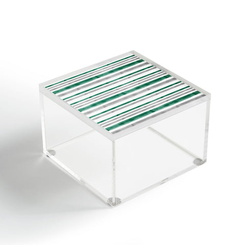 Little Arrow Design Co Watercolor Stripes Grey Green Acrylic Box