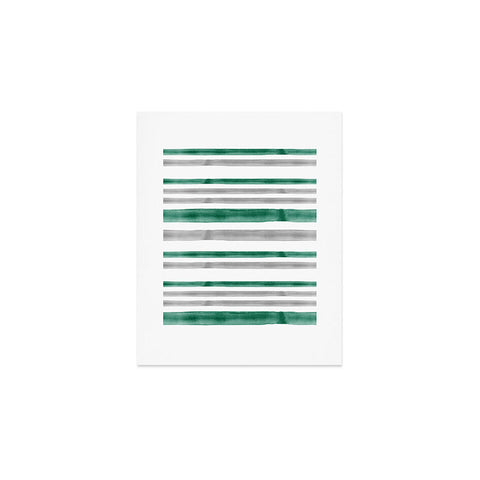 Little Arrow Design Co Watercolor Stripes Grey Green Art Print
