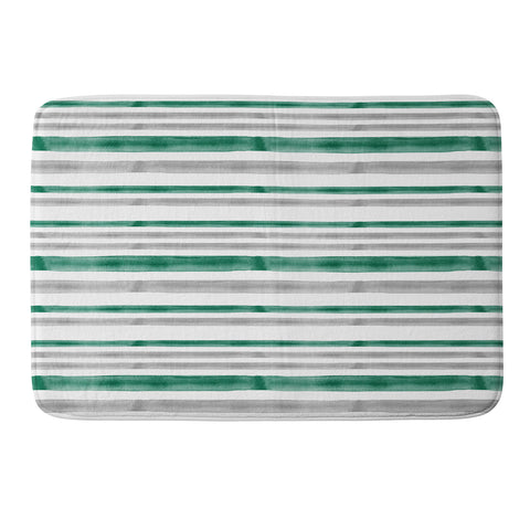 Little Arrow Design Co Watercolor Stripes Grey Green Memory Foam Bath Mat