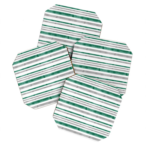 Little Arrow Design Co Watercolor Stripes Grey Green Coaster Set