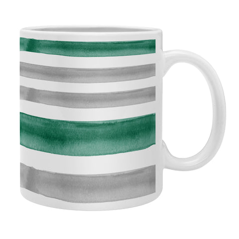 Little Arrow Design Co Watercolor Stripes Grey Green Coffee Mug
