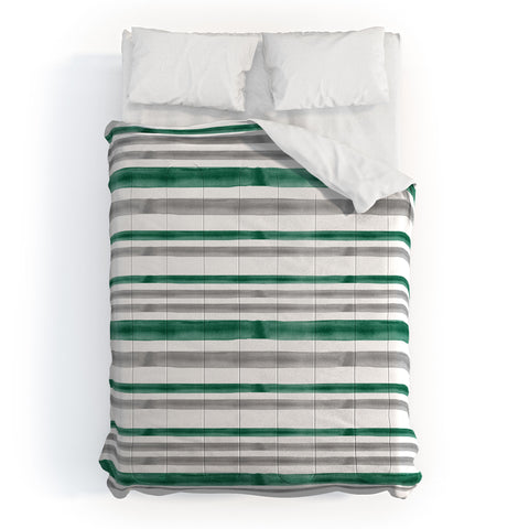 Little Arrow Design Co Watercolor Stripes Grey Green Comforter