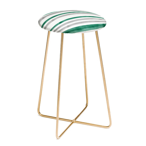 Little Arrow Design Co Watercolor Stripes Grey Green Counter Stool