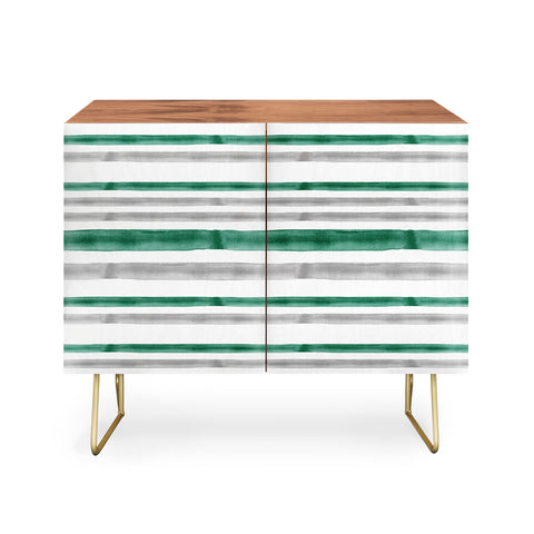 Little Arrow Design Co Watercolor Stripes Grey Green Credenza