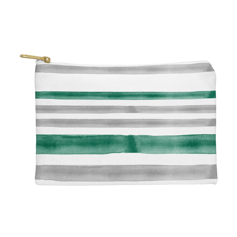 Little Arrow Design Co Watercolor Stripes Grey Green Pouch