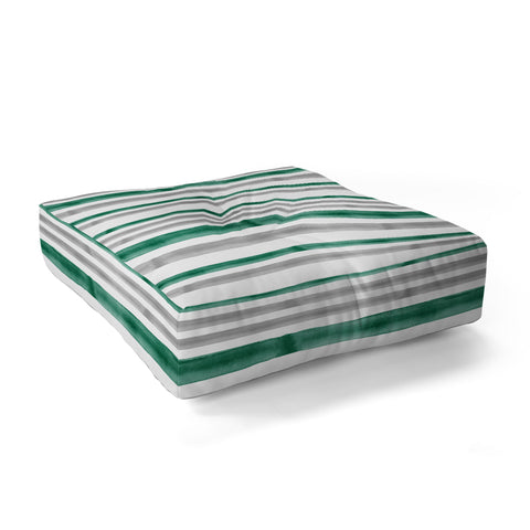 Little Arrow Design Co Watercolor Stripes Grey Green Floor Pillow Square