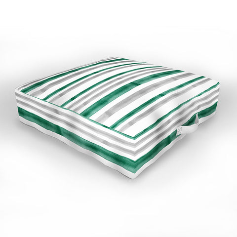 Little Arrow Design Co Watercolor Stripes Grey Green Outdoor Floor Cushion