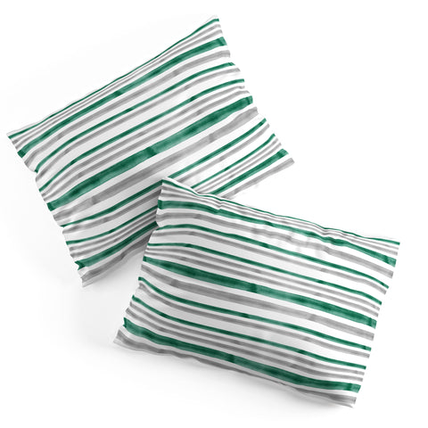 Little Arrow Design Co Watercolor Stripes Grey Green Pillow Shams