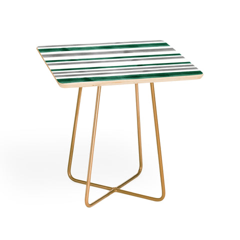 Little Arrow Design Co Watercolor Stripes Grey Green Side Table