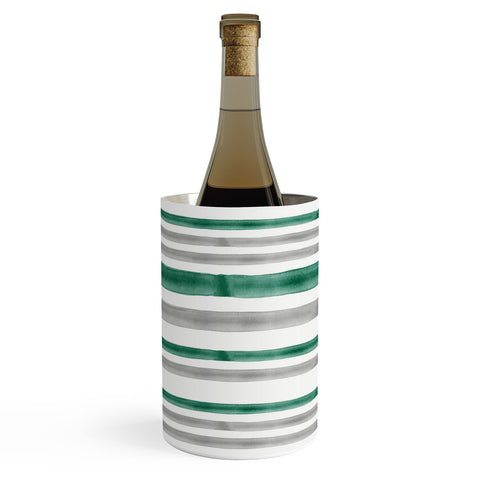 Little Arrow Design Co Watercolor Stripes Grey Green Wine Chiller