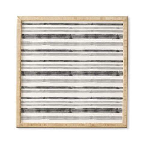 Little Arrow Design Co Watercolor Stripes in Grey Framed Wall Art